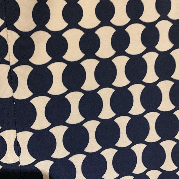 Connected Apparel Dress 8 Stretchy Tan Black Navy Pull Over Ruched Dots - Picture 14 of 16